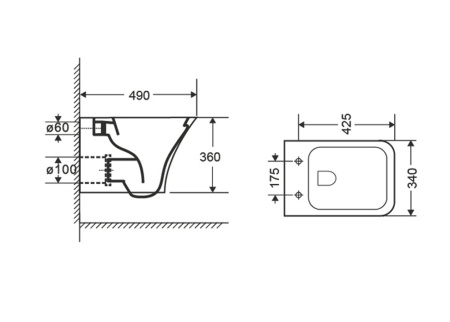 Унитаз подвесной Orange C02-100W безободковый, сиденье с микролифтом